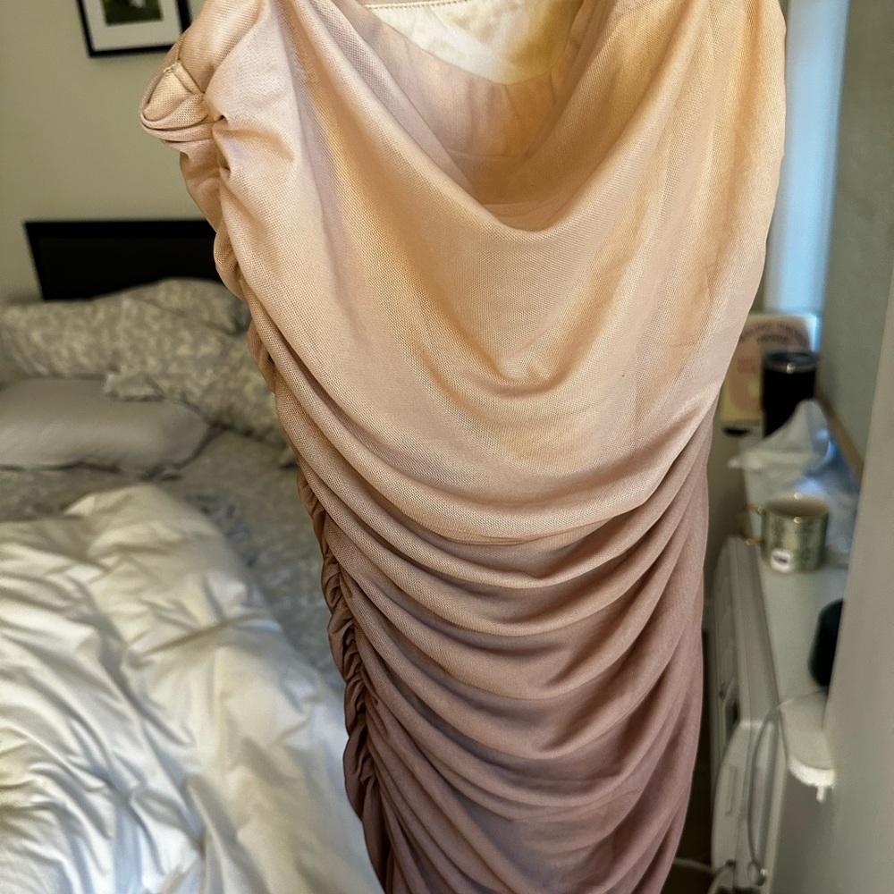 Commense cappucchino ruched brown dress